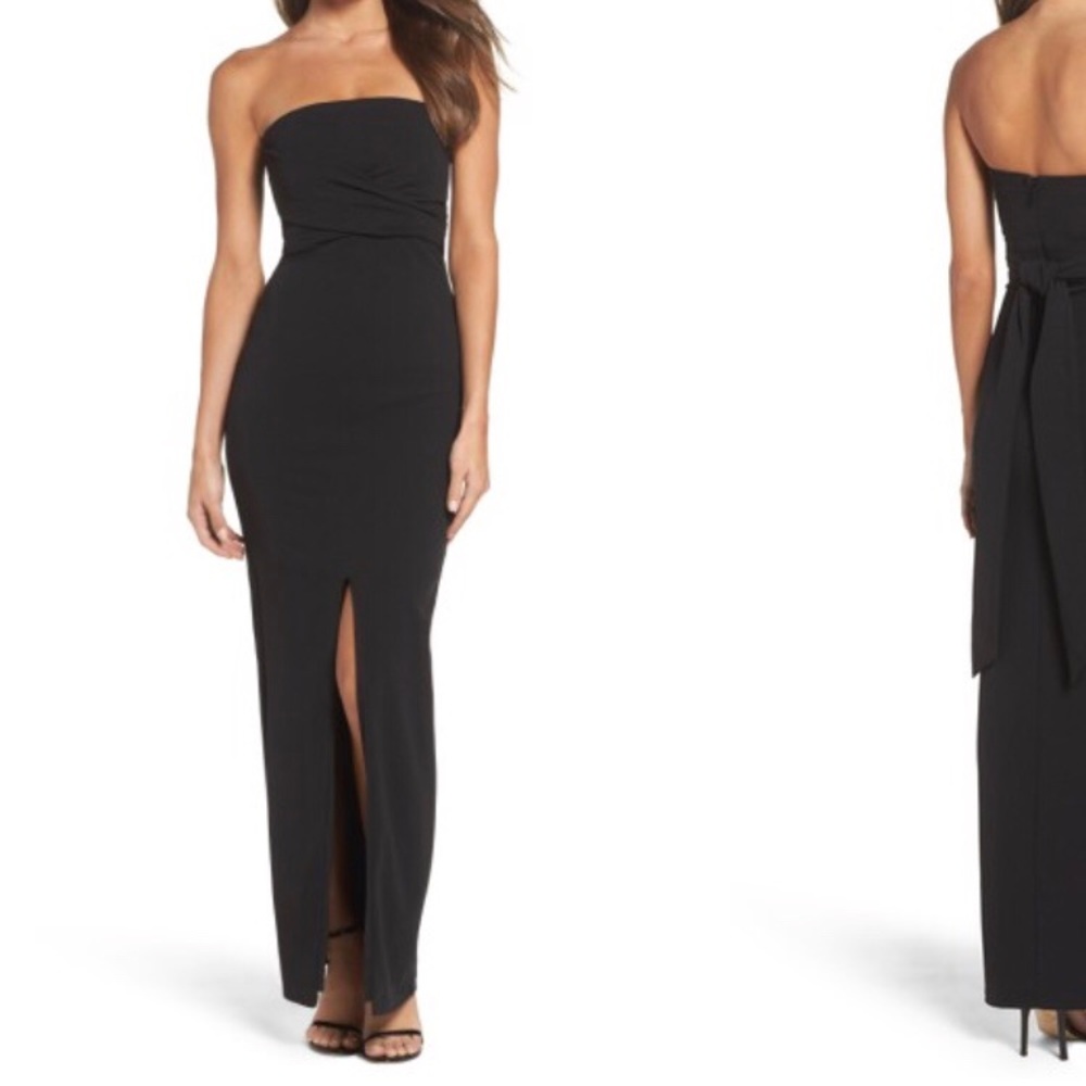 Lulus own the night black strapless maxi dress